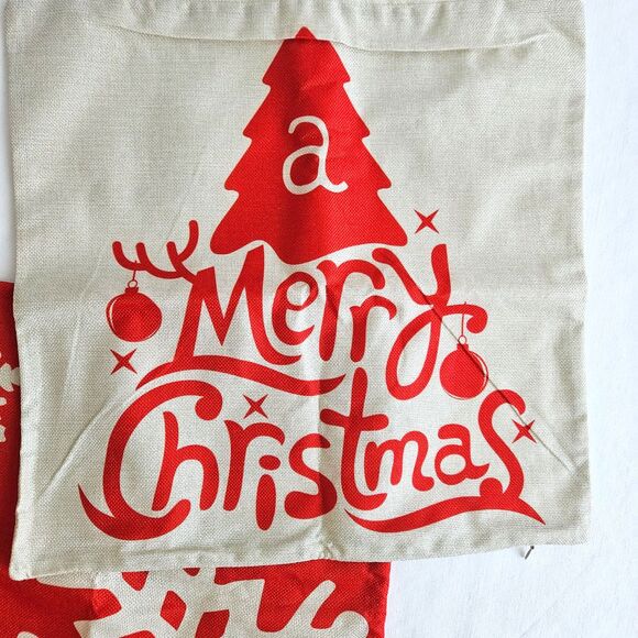 Christmas Pillow Covers 4PC 18"x18" Throw Decorative Cotton Linen Pillow Square - Picture 5 of 12